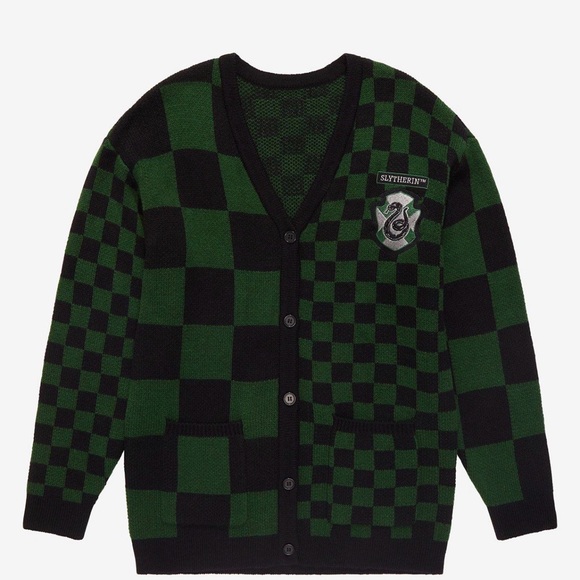 Slytherin Checkered Cardigan - Green and Black - Picture 4 of 7